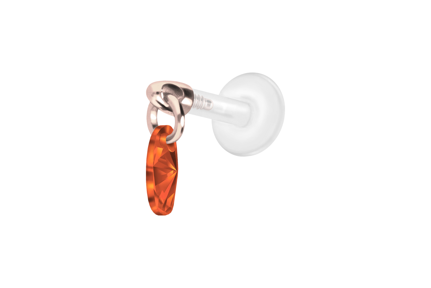PTFE Labret Piercing mit Innengewinde + Titan-Aufsatz KRISTALLOVAL